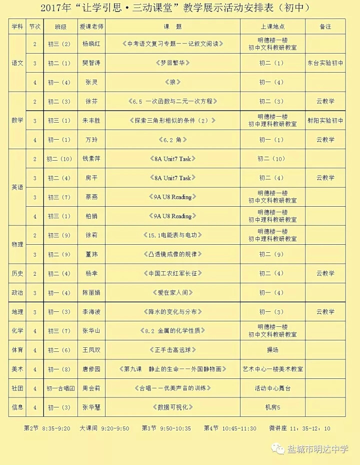 “让我们动起来”——盐城市明达中学第二届“让学引思·三动课堂”教学展示活动