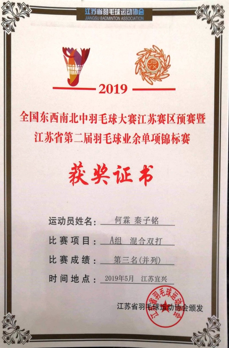 喜报三：我校学生在省羽毛球锦标赛中荣获佳绩